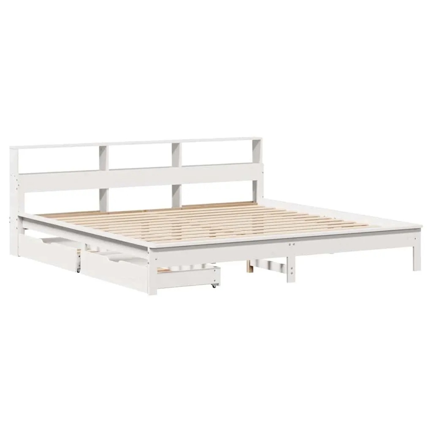 vidaXL Massivholzbett mit Regal ohne Matratze Weiß 180x200 cm Kiefer 330980 günstig online kaufen