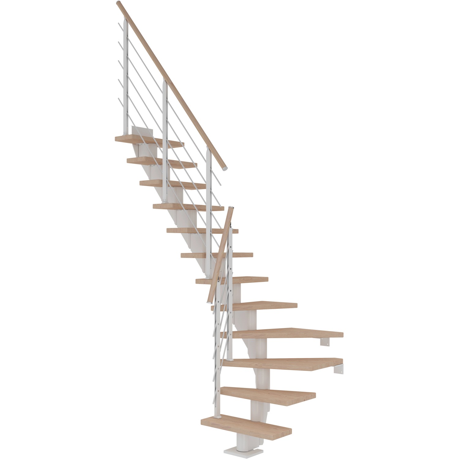 Dolle Mittelholmtreppe Frankfurt Eiche Weiß GH b. 279cm 1/4 Gewendelt 75cm FSC®