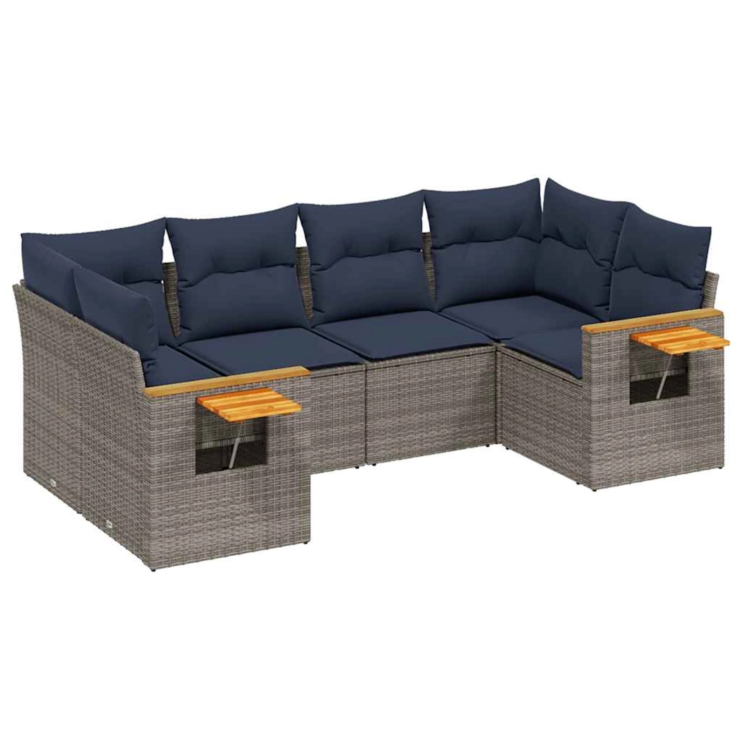 vidaXL 6-Tlg Garten-Sofagarnitur mit Kissen Grau Poly Rattan 3227104 günstig online kaufen