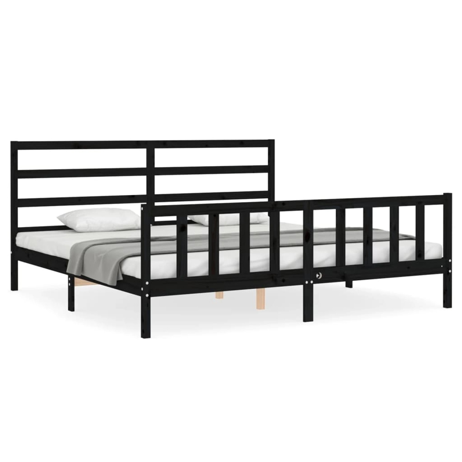 vidaXL Massivholzbett mit Kopfteil Schwarz 200x200 cm 3191930 günstig online kaufen