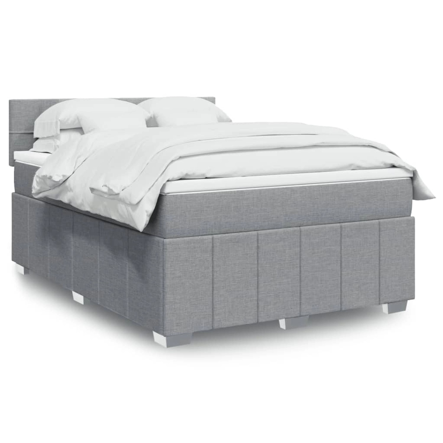 vidaXL Boxspringbett mit Matratze Hellgrau 160x200 cm Stoff 3289419 günstig online kaufen