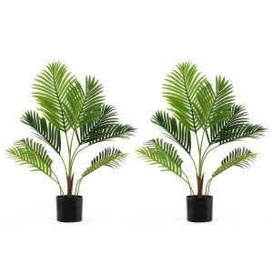 Costway 2er Set Künstliche Palme mit Blättern Zimmerpflanze Grün 90cm