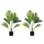 2er Set künstliche Palme, 90cm hoch, mit grünen, realistischen Blättern in schwarzen Töpfen. Ideal als Zimmerpflanze.