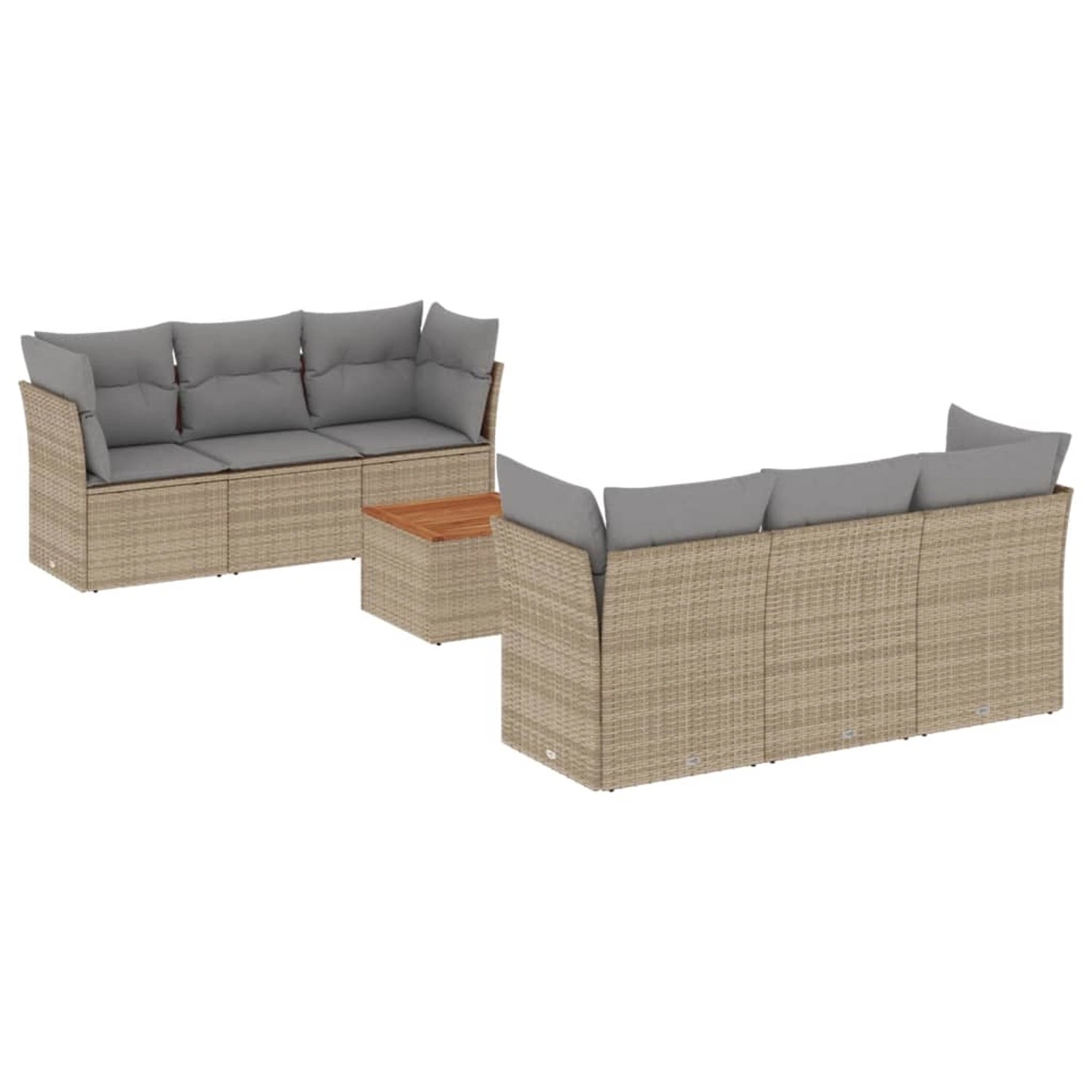 vidaXL 7-Tlg Garten-Sofagarnitur mit Kissen Beige Poly Rattan 3223490 günstig online kaufen