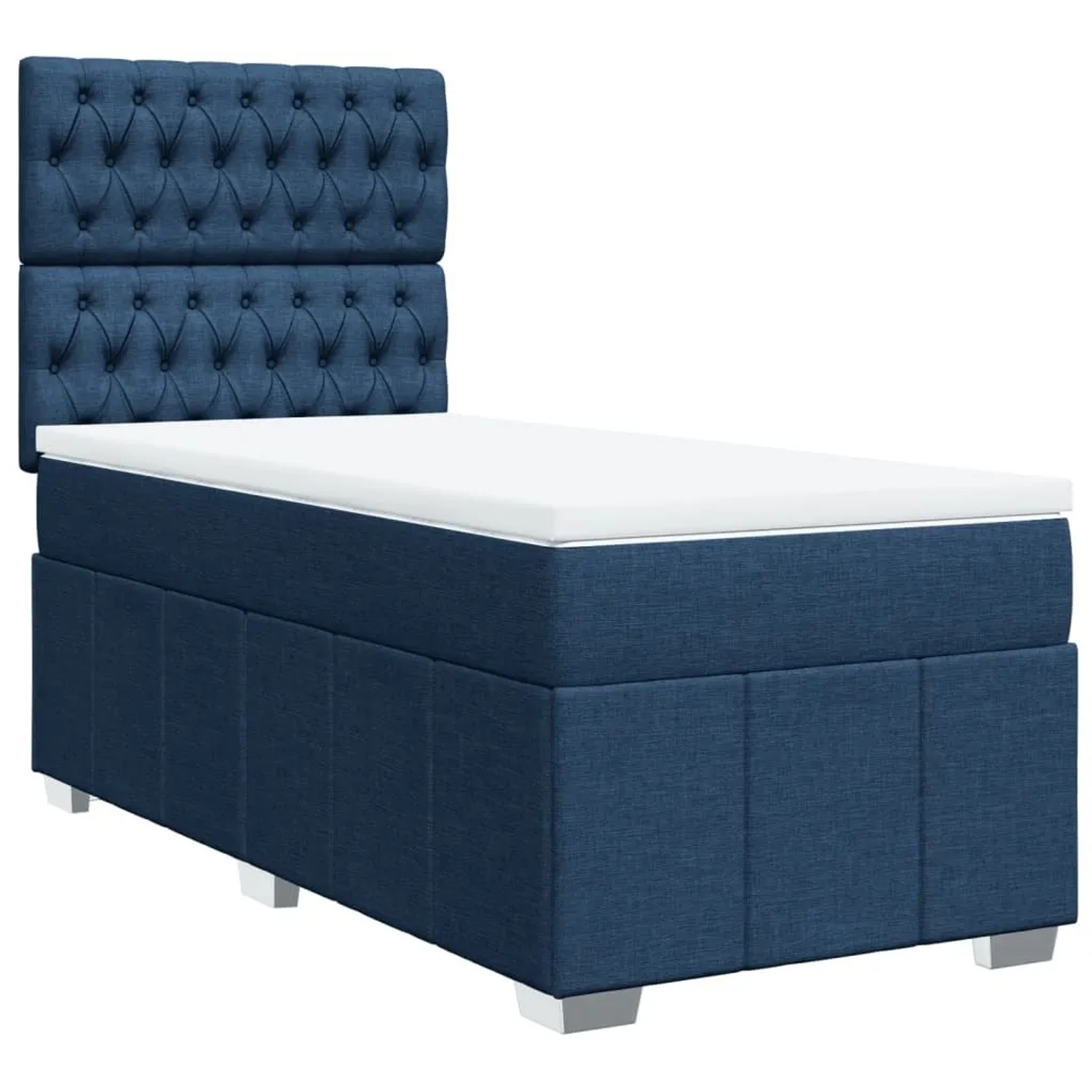 vidaXL Boxspringbett mit Matratze Blau 90x200 cm Stoff 3293864
