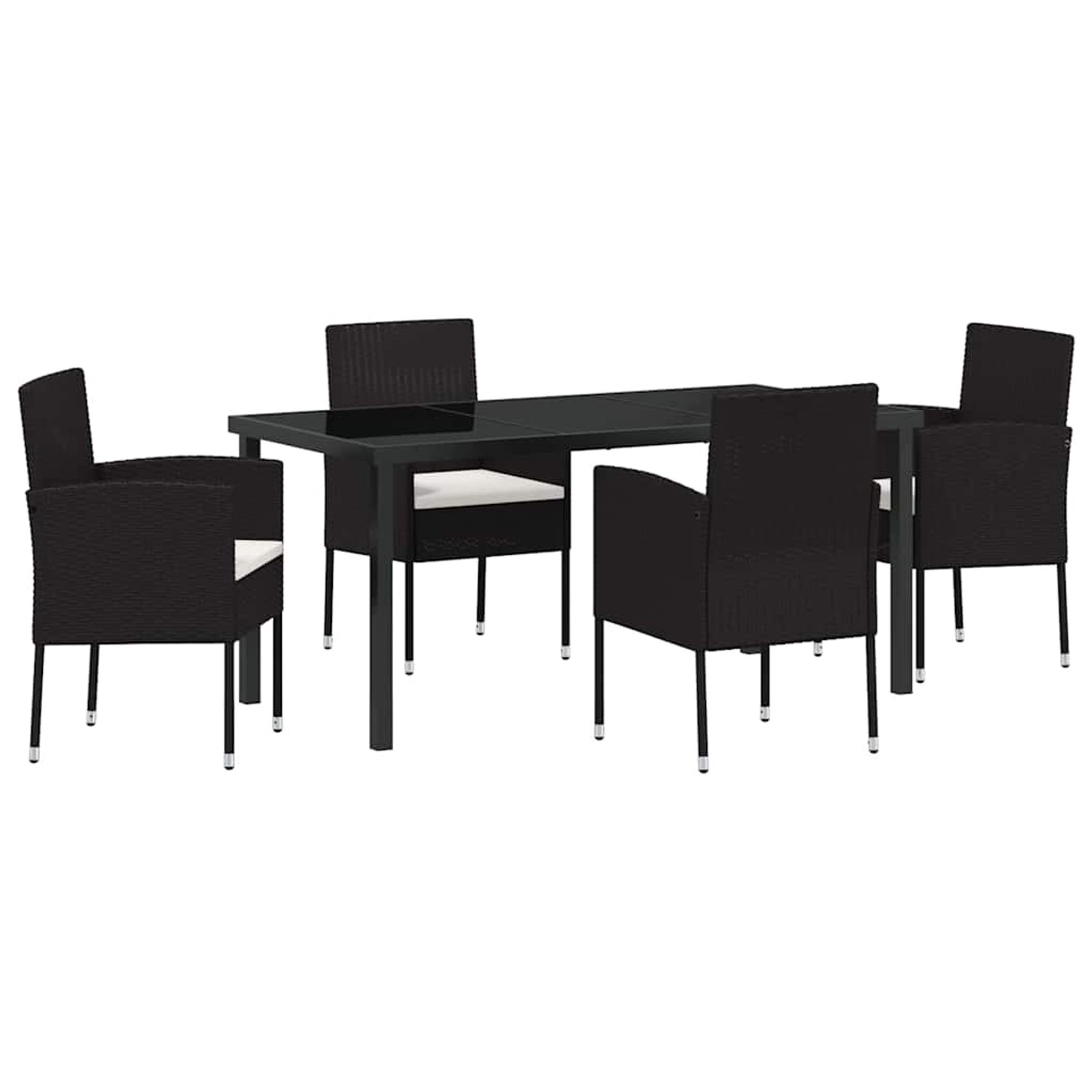 vidaXL Garten Essgruppe mit Kissen 5-Tlg Schwarz Poly Rattan 3380053 günstig online kaufen