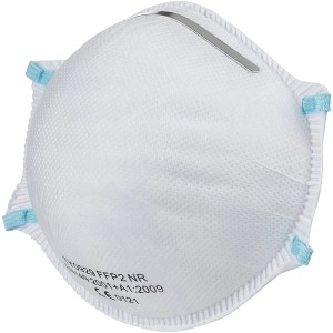Gebol Feinstaubmaske Profi FFP2, weiße Atemschutzmaske mit Nasenbügel und Gummiband.
