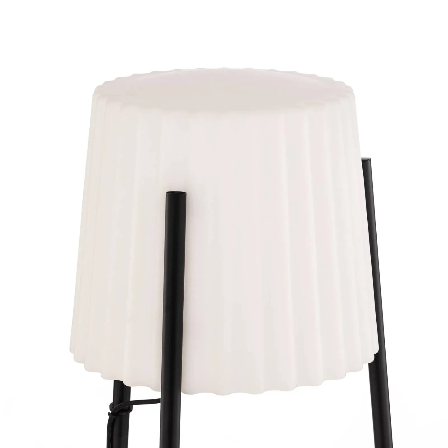 Lucande Jaimy Tripod Innenleuchte, 1-flammig, E27, schwarz. Stehlampe aus Kunststoff mit Lampenschirm.