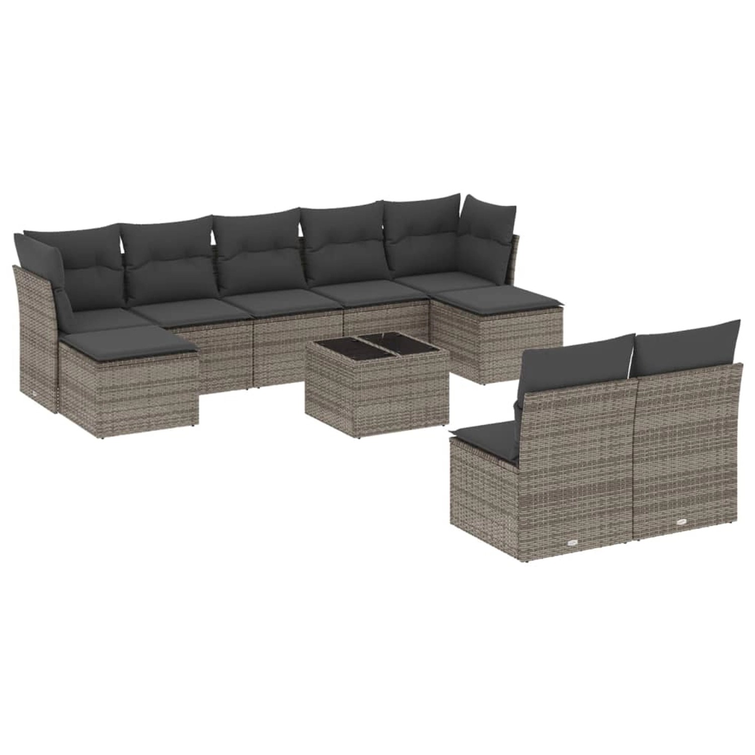 vidaXL 10-Tlg Garten-Sofagarnitur mit Kissen Grau Poly Rattan 3218280 günstig online kaufen