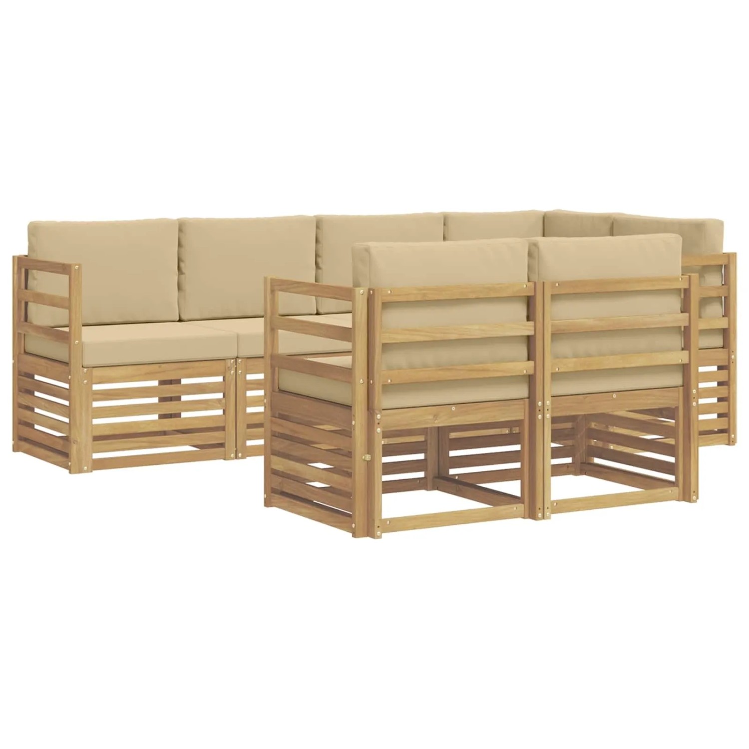 vidaXL Outdoor-Sofagarnitur 7 Stk Weiß und Beige 245 x 126,5 x 73 cm 3391978
