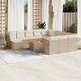 Beige 13-tlg. vidaXL Garten-Sofagarnitur aus Rattan mit Kissen für Terrasse und Garten.