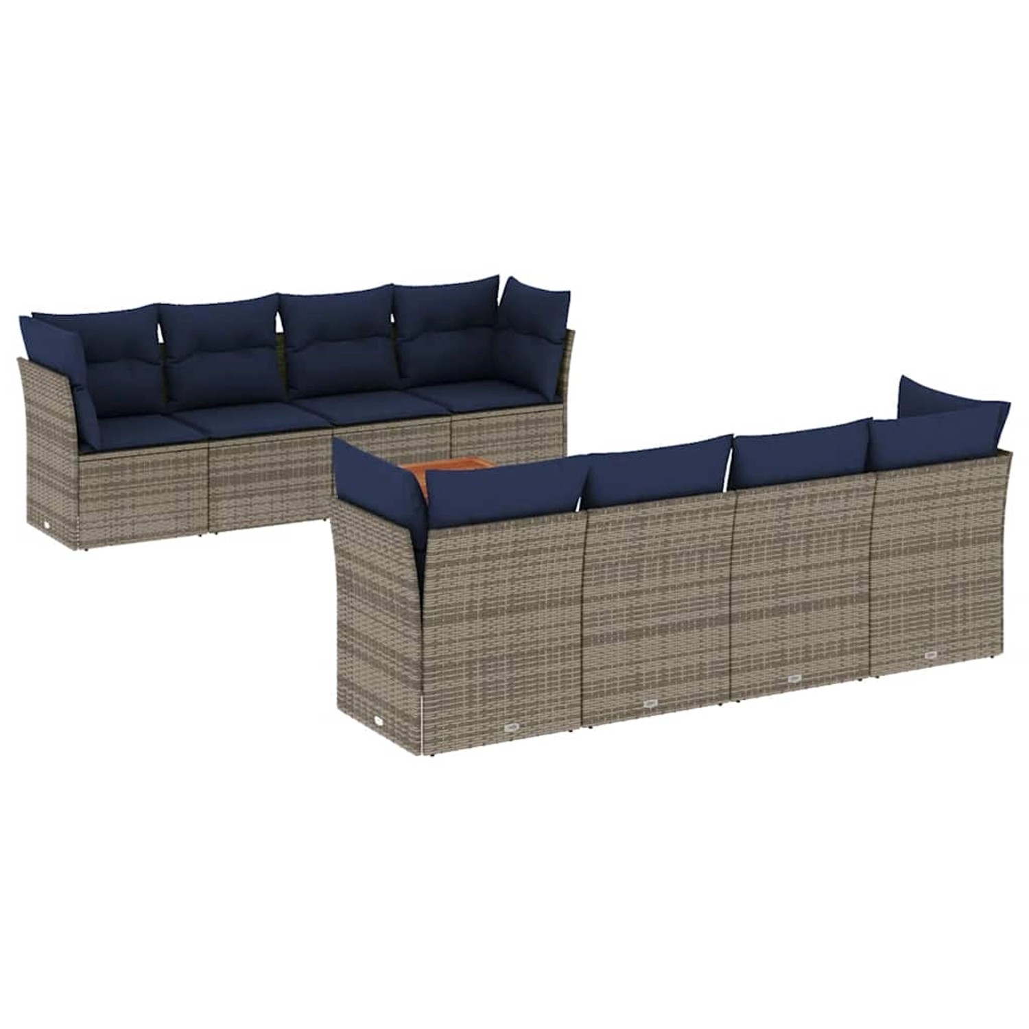 vidaXL 9-Tlg Garten-Sofagarnitur mit Kissen Grau Poly Rattan 3255858 günstig online kaufen