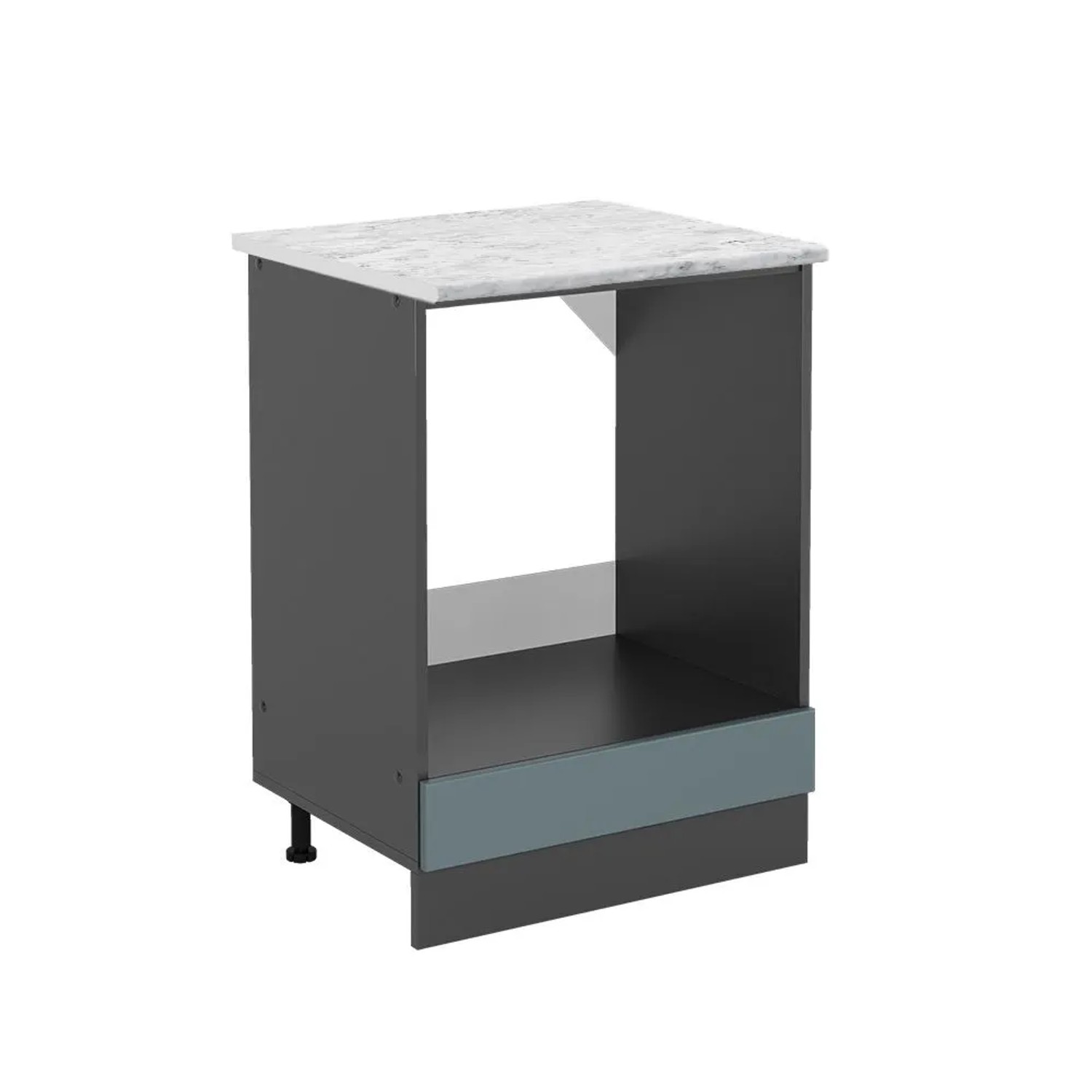 Vicco Herdumbauschrank R-Line Herdschrank Blau-Grau Anthrazit 60 cm AP Marmor