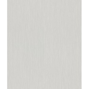 Helle, graue Vliestapete mit feiner, vertikaler Streifenstruktur der Serie Farbenspiel.