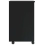 Schwarzer vidaXL Rollschrank MOSS aus Kiefernholz mit Schubladen. Wohnzimmerschrank mit Rollen.