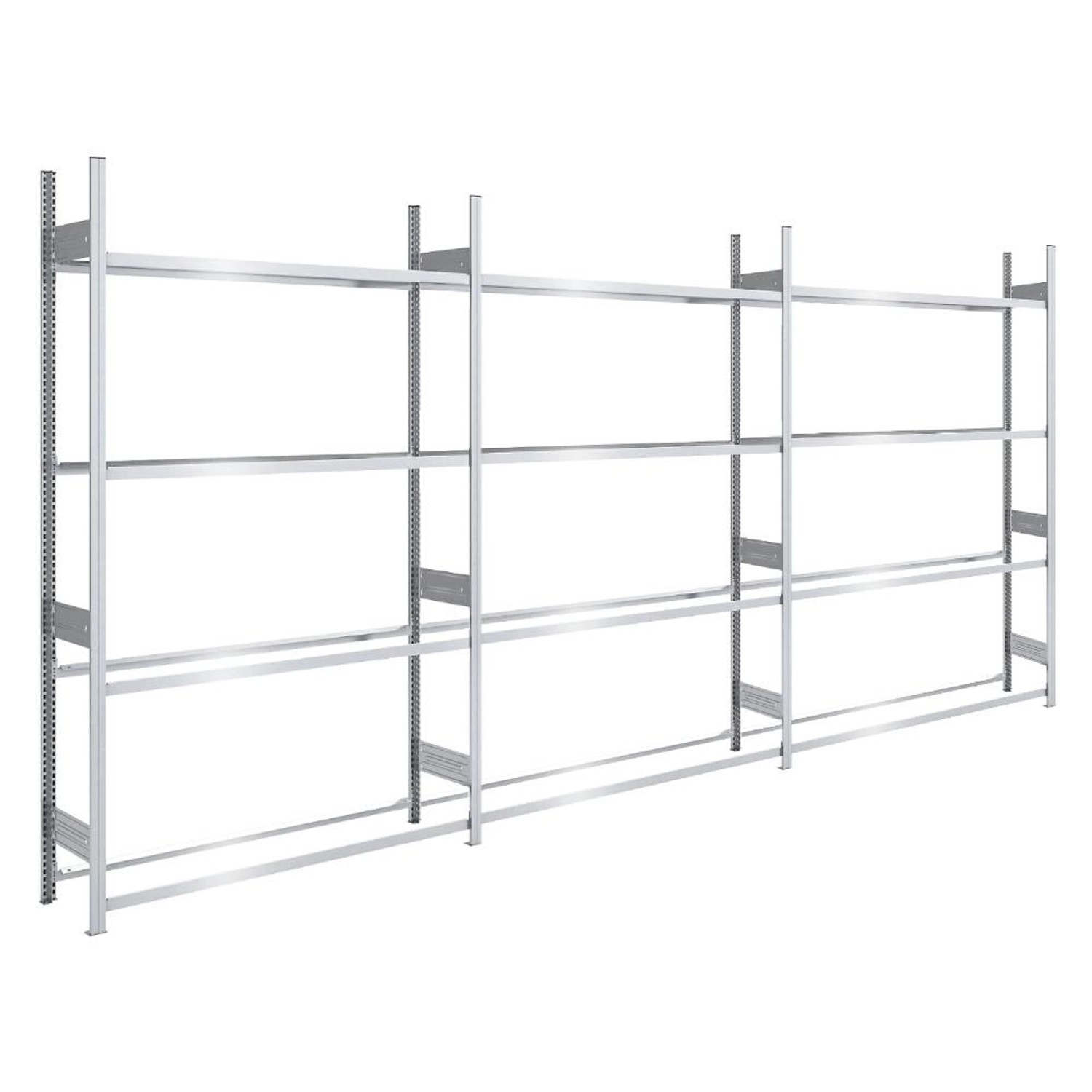 PROREGAL Reifenregal aus verzinktem Stahl mit 4 Ebenen für bis zu 21 Reifen pro Ebene.