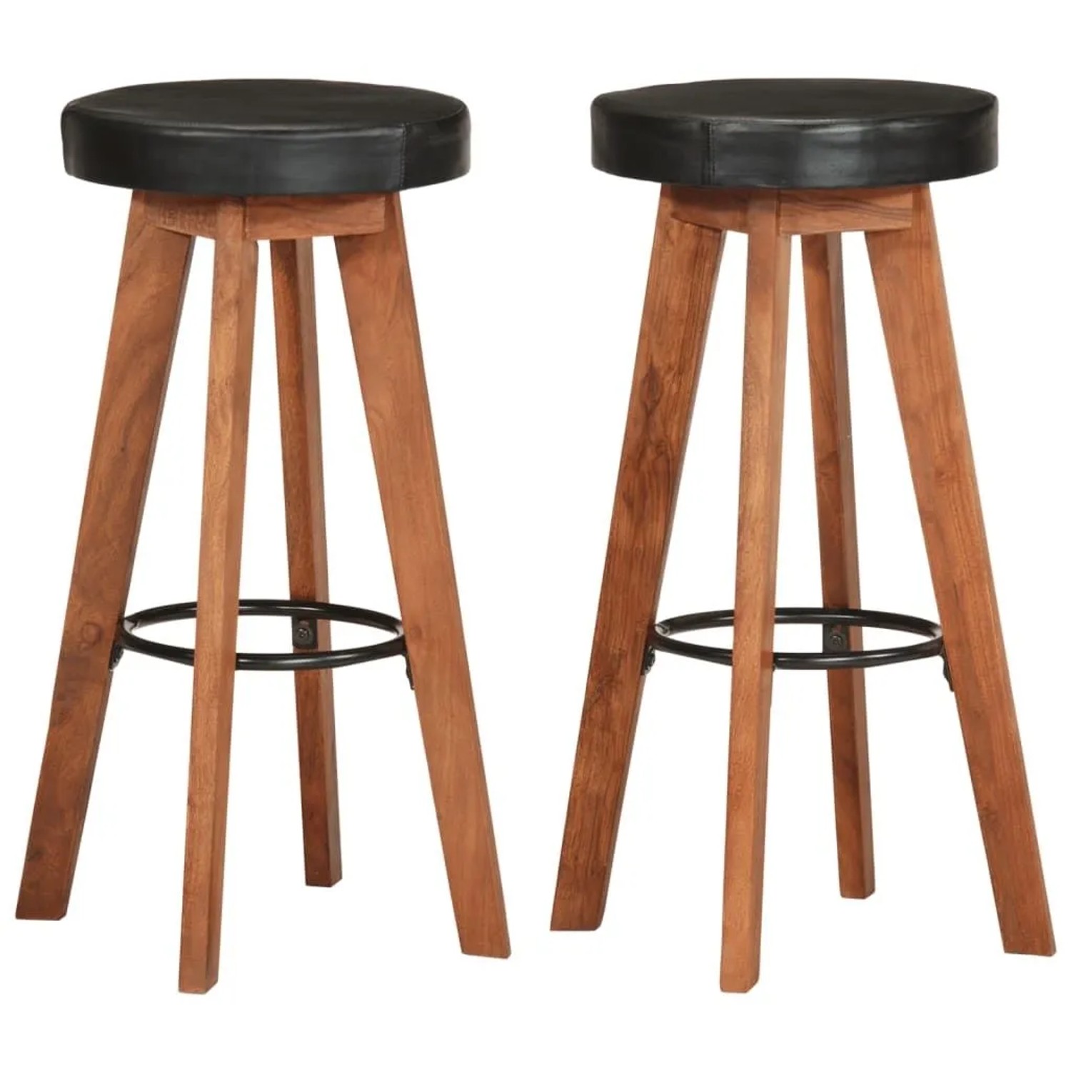 vidaXL Barhocker 2 Stk Echtleder und Massivholz Akazie 348165