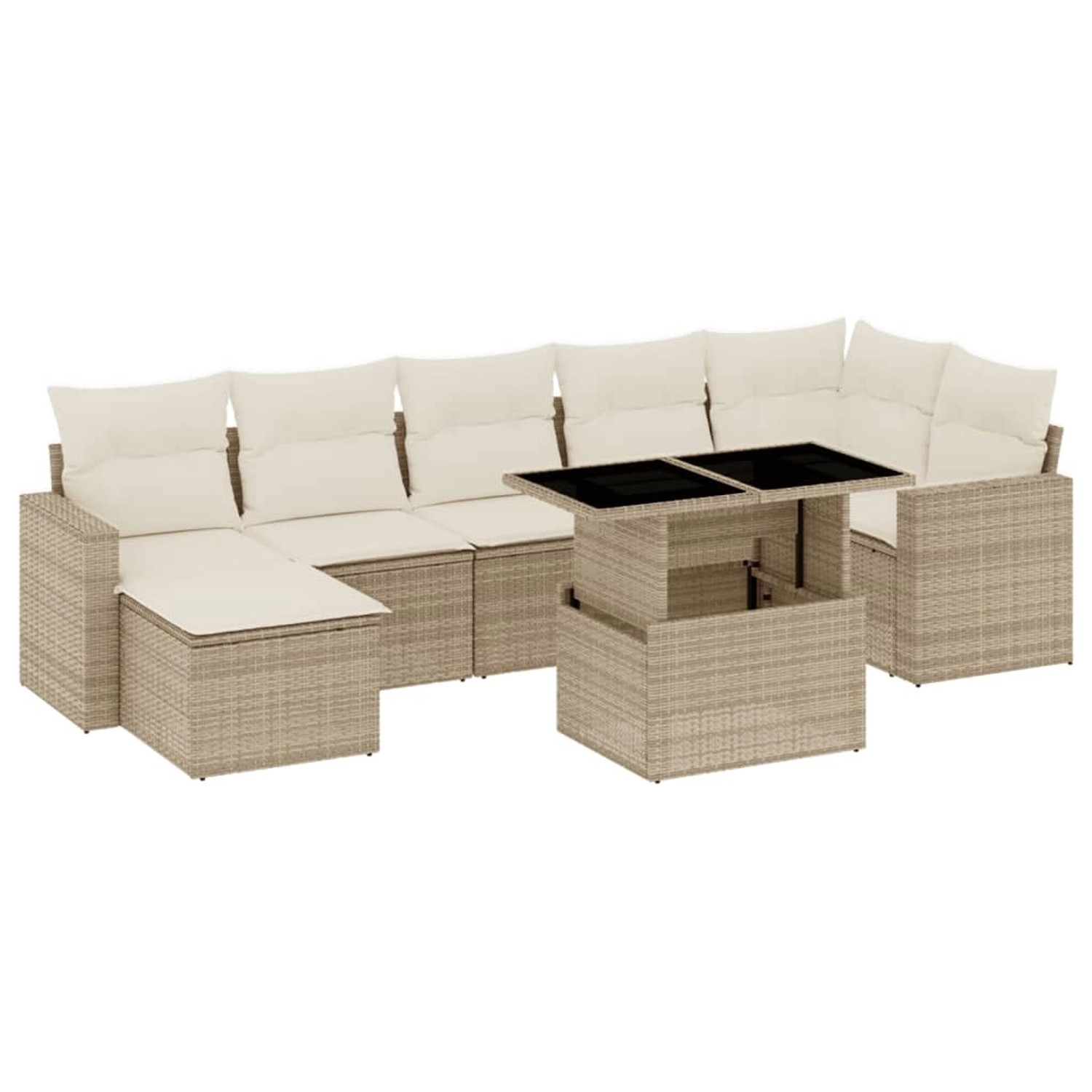 vidaXL 8-Tlg Garten-Sofagarnitur mit Kissen Beige Poly Rattan 3267428 günstig online kaufen