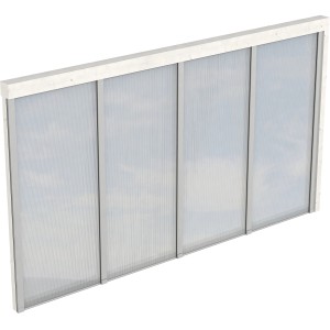 Skan Holz Seitenwand mit Polycarbonatplatten, 355x200 cm, Fichte weiß, Zubehör für Terrassenüberdachung.