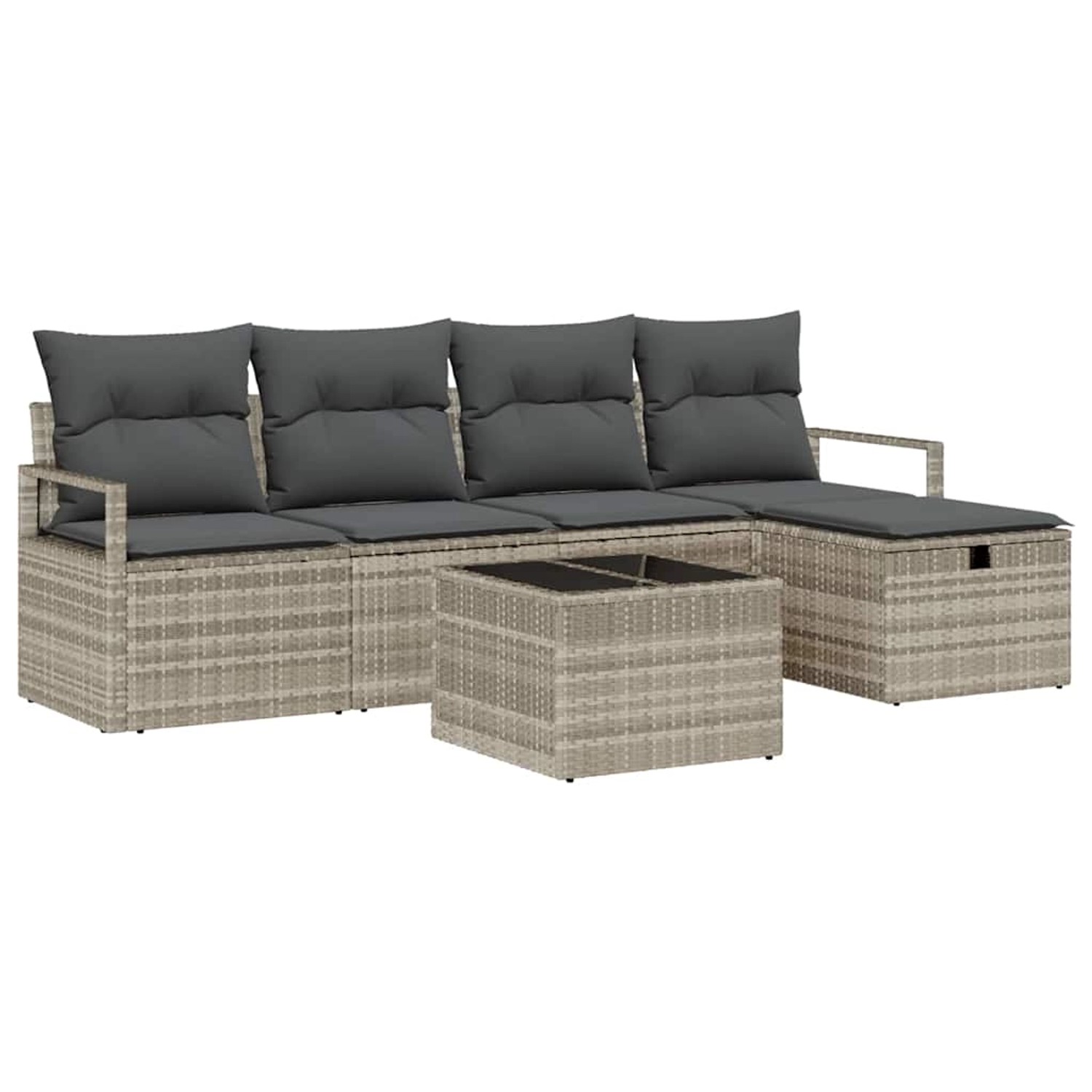 vidaXL 6-Teiliges Garten-Sofa-Set mit Hellgrauen Kissen aus Poly Rattan 336 günstig online kaufen