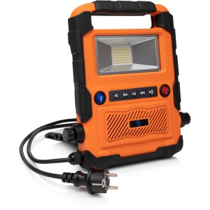 Faltbare LED-Arbeitsleuchte mit Bluetooth Lautsprecher für den Innen- und Außenbereich.