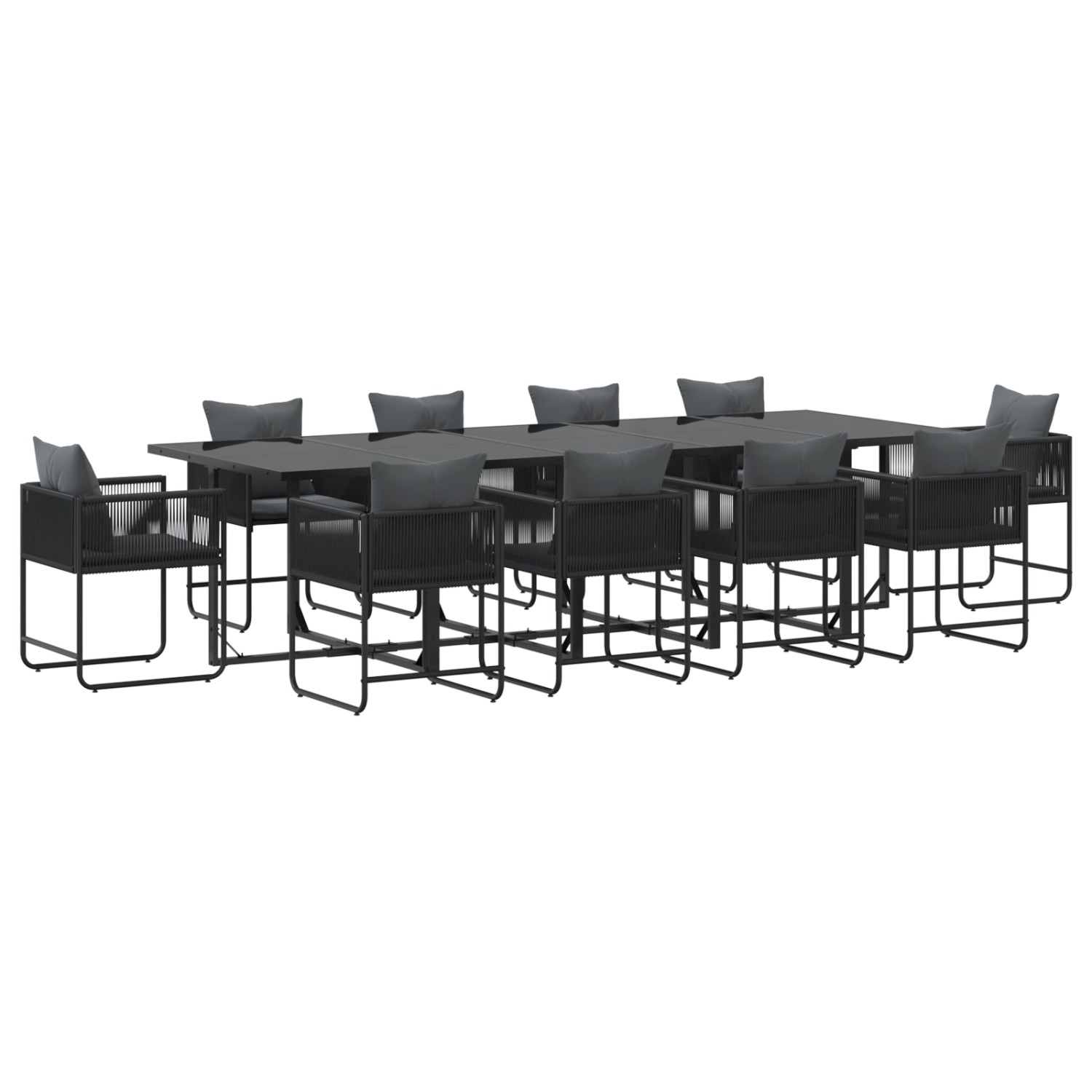 vidaXL Garten Essgruppe 11-Tlg Schwarz Stahl 3335876 günstig online kaufen