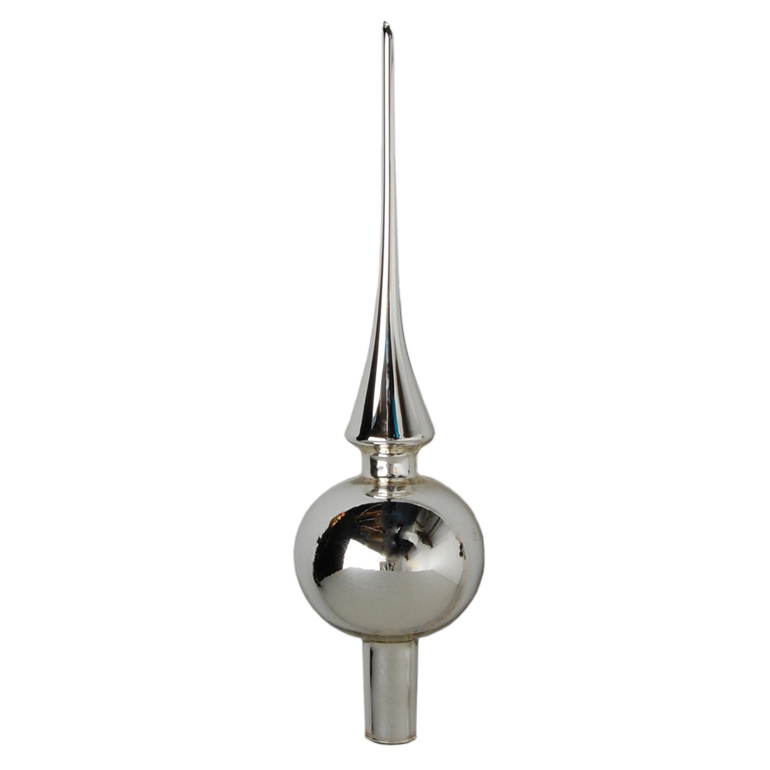 Krebs Glas Lauscha Weihnachtsbaumspitze Silber Uni 1-tlg. 26cm