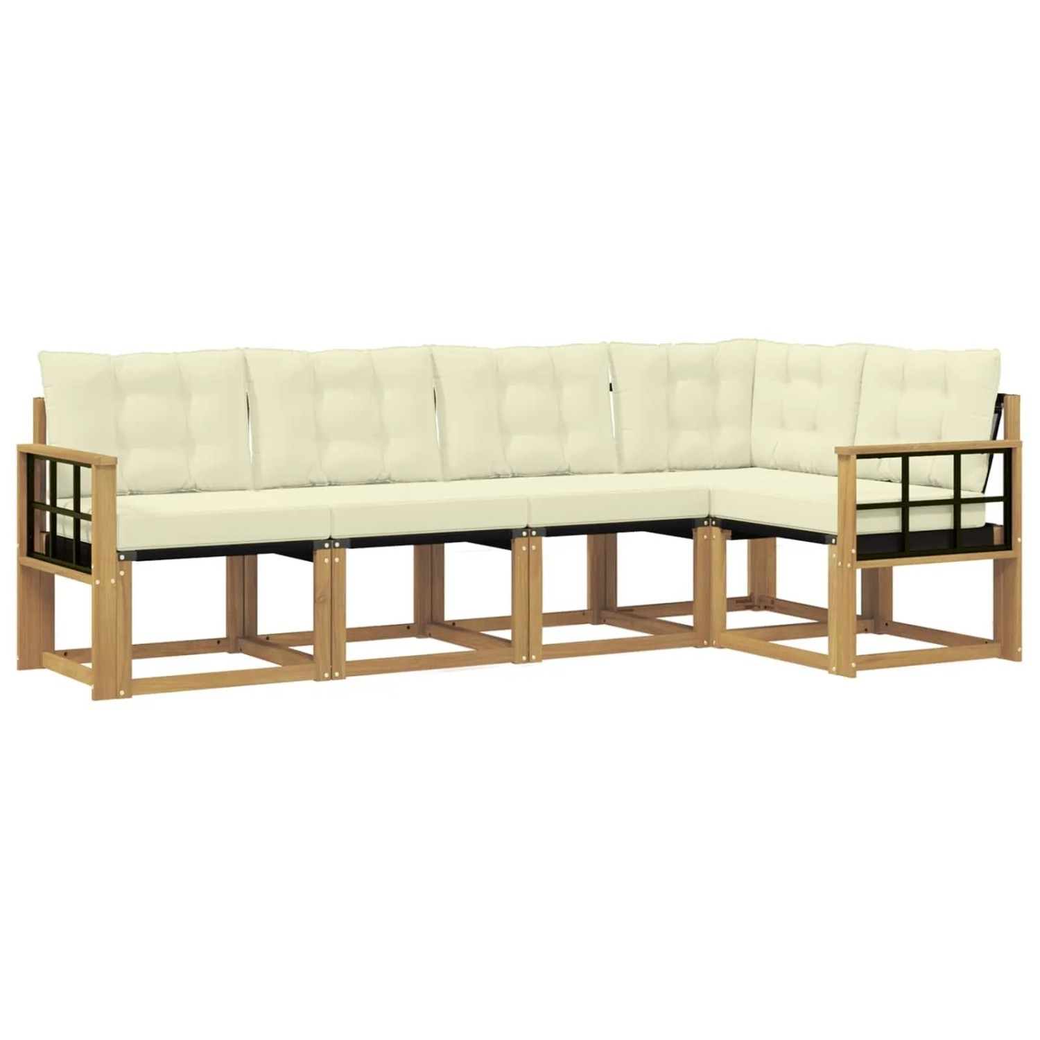 vidaXL Outdoor-Sofagarnitur mit Kissen 5-Tlg Weiß und Creme 3389480