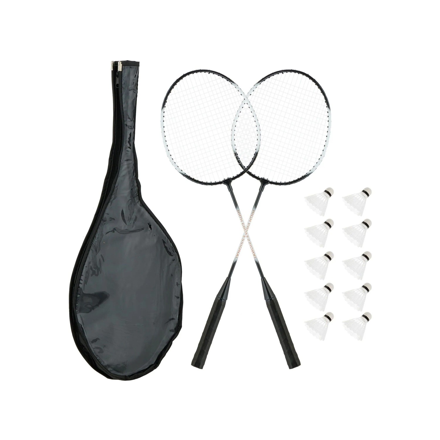 Relaxdays Badminton Set Eisen Schwarz Weiß Mit Tasche 66 cm x 20 cm x 2,5 cm