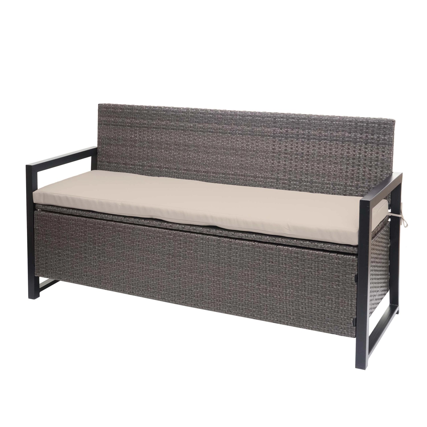 MCW Poly-Rattan 3er Sitzbank F39 Grau-meliert Kissen beige günstig online kaufen