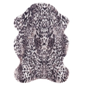 Pergamon Luxus Fellteppich in Leopard Optik, super weich, schwarz-weiß, 140x190cm.