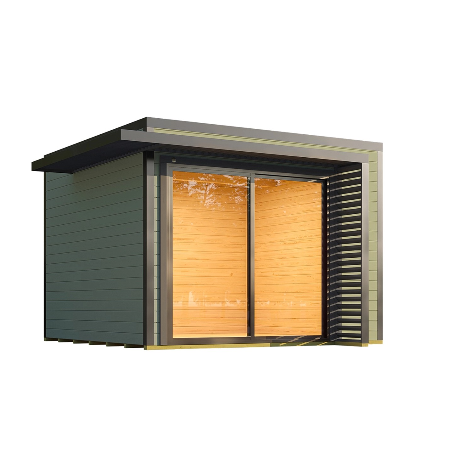 Weka Gartenhaus Amberley Schiebetür Graugrün/Anthrazit 300 cm x 300 cm günstig online kaufen
