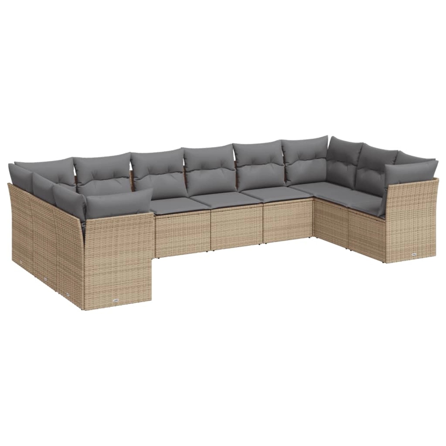 vidaXL 10-tlg Garten-Sofagarnitur mit Kissen Beige Poly Rattan Modell 35 günstig online kaufen