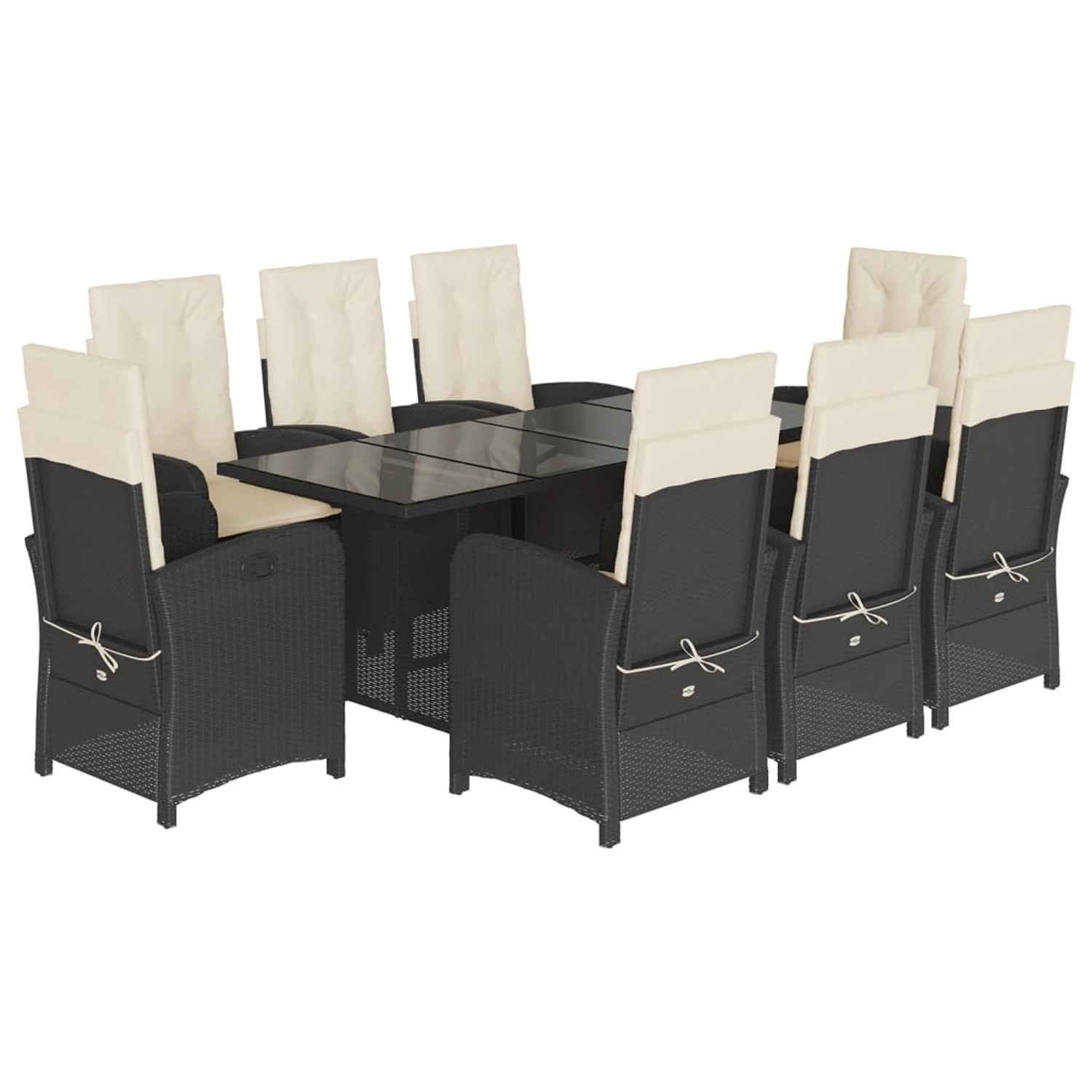 vidaXL 9-Tlg Garten-Essgruppe mit Kissen Schwarz Poly Rattan 3212249 günstig online kaufen