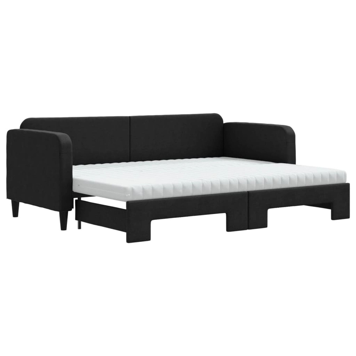 Thumbnail - vidaXL Tagesbett Ausziehbar mit Matratzen Schwarz 80x200 cm Stoff1883319