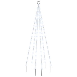 LED-Weihnachtsbaum für Fahnenmast, 180 cm hoch, mit 108 kaltweißen LEDs und Erdspießen. Konische Form.