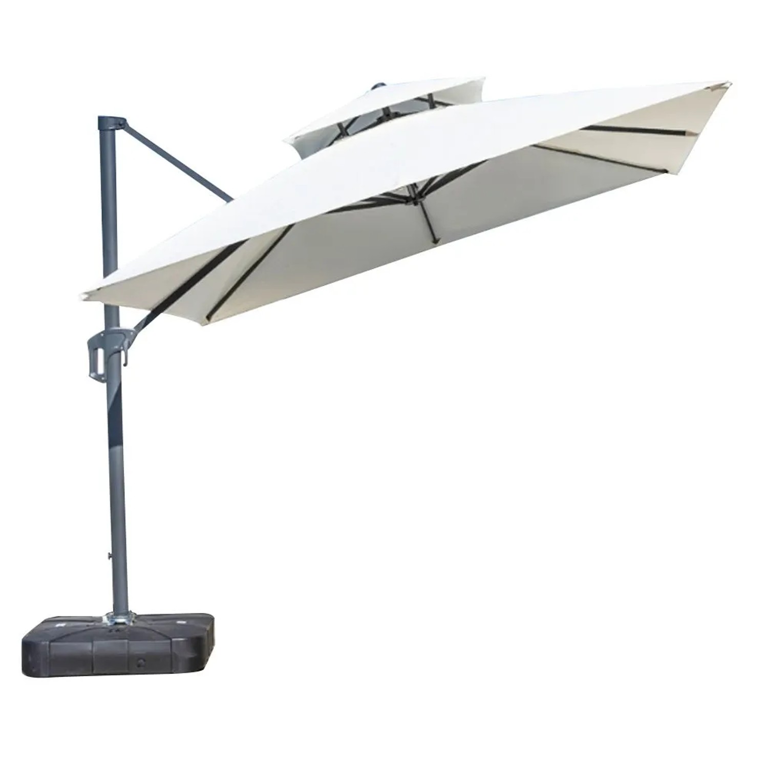 360Home Balkonschirm Weiß 250 CM Gartenschirm Terrassenschirm Gastro Sonnenschirm SWZYS15648BAI