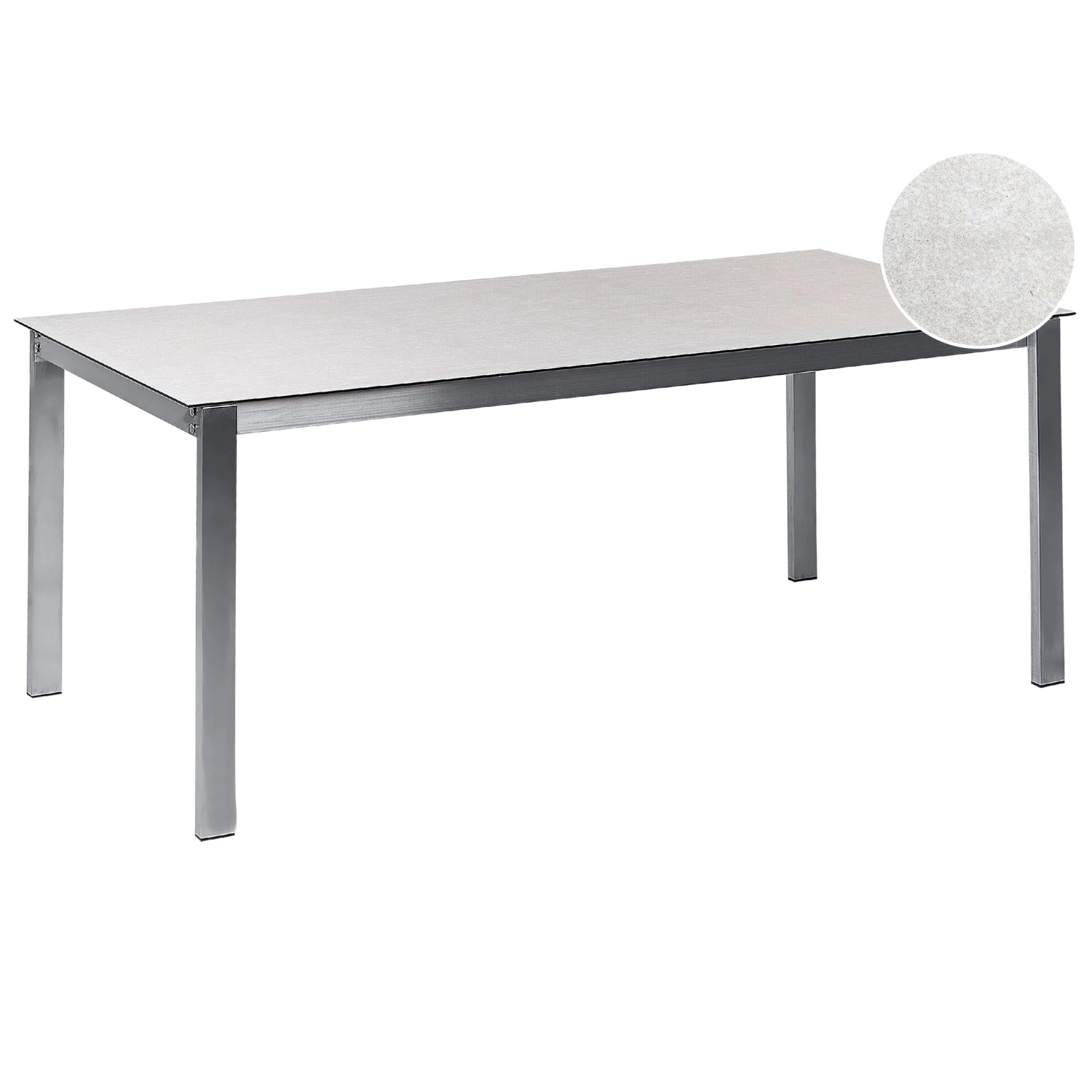 Beliani Gartentisch COSOLETO Weiss Silber 180x90x75 günstig online kaufen