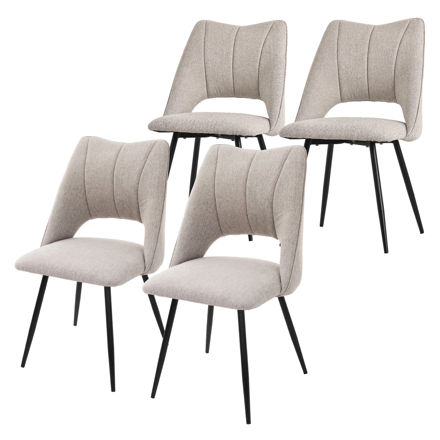 ML-Design Esszimmerstühle 4Er Set Beige aus Stoffbezug mit Rückenlehne günstig online kaufen