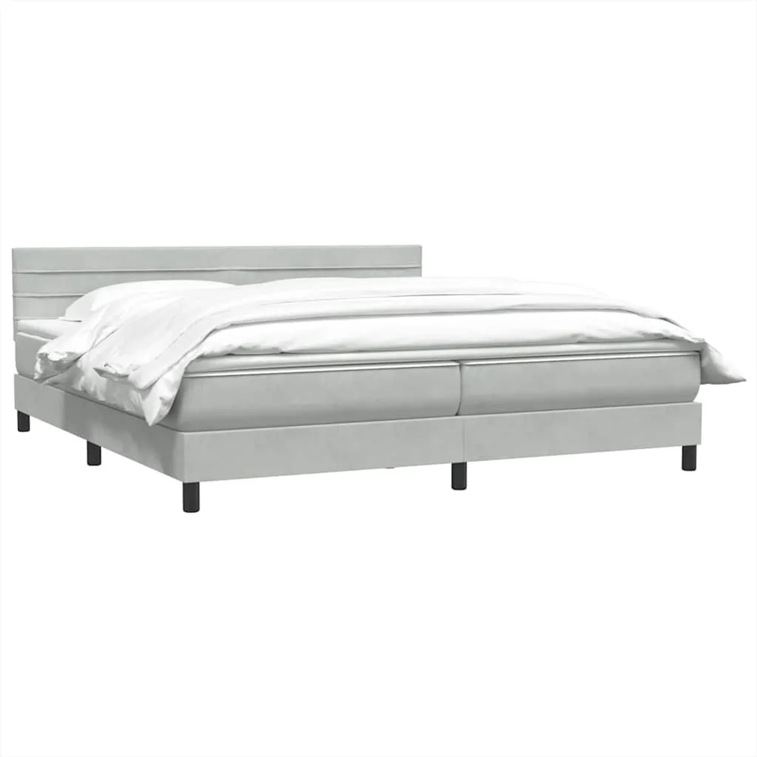 vidaXL Boxspringbett mit Matratze Hellgrau 180x220 cm Samt 3316365 günstig online kaufen
