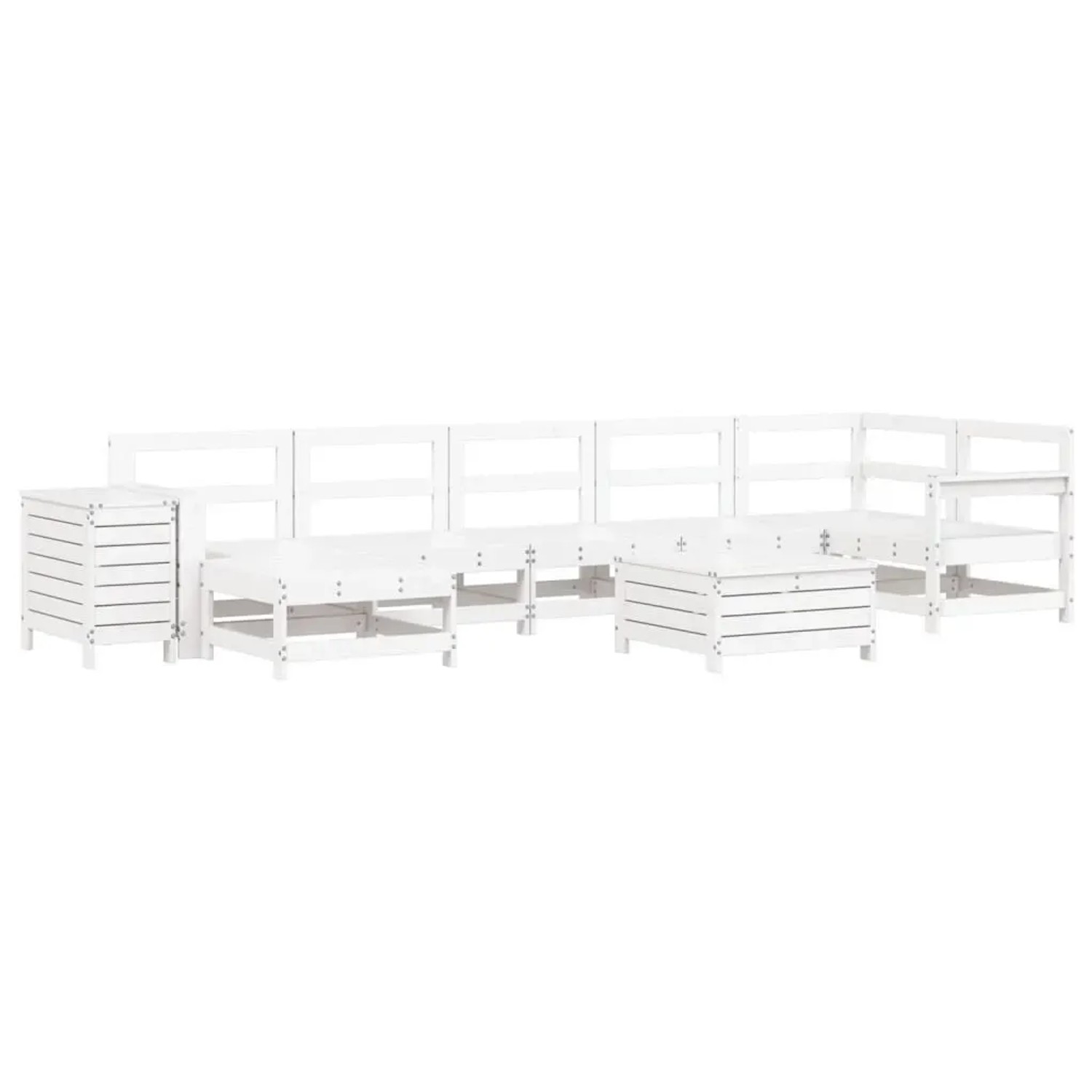 vidaXL 9-Tlg Garten-Sofagarnitur Weiß Massivholz Kiefer 3250657 günstig online kaufen