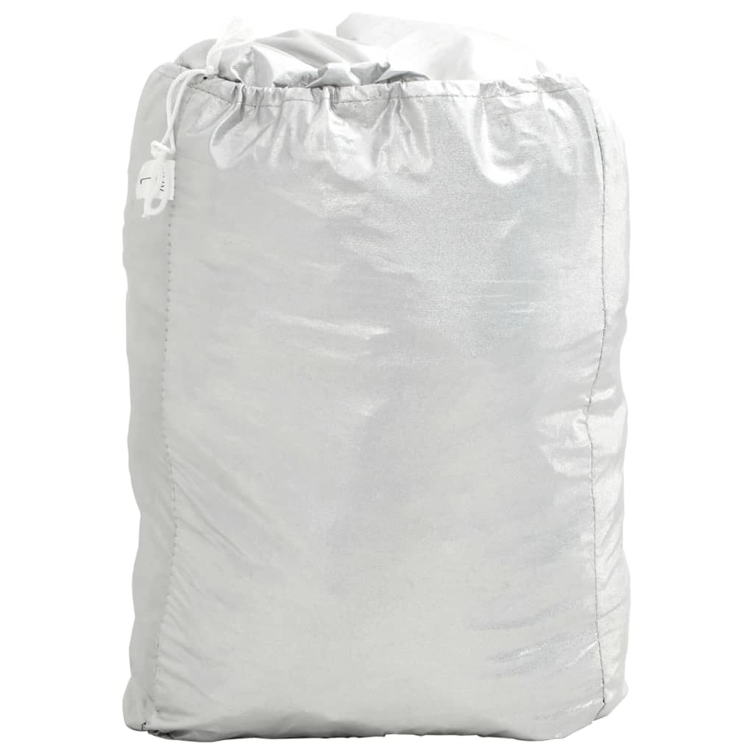 Silberne Autoabdeckung für Limousine, XL, verpackt in einer Aufbewahrungstasche.