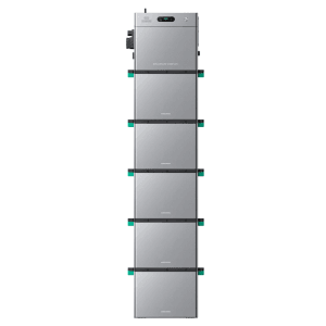 ZENDURE SolarFlow 2400 AC Plus Balkonkraftwerk mit fünf AB3000L Batterien.