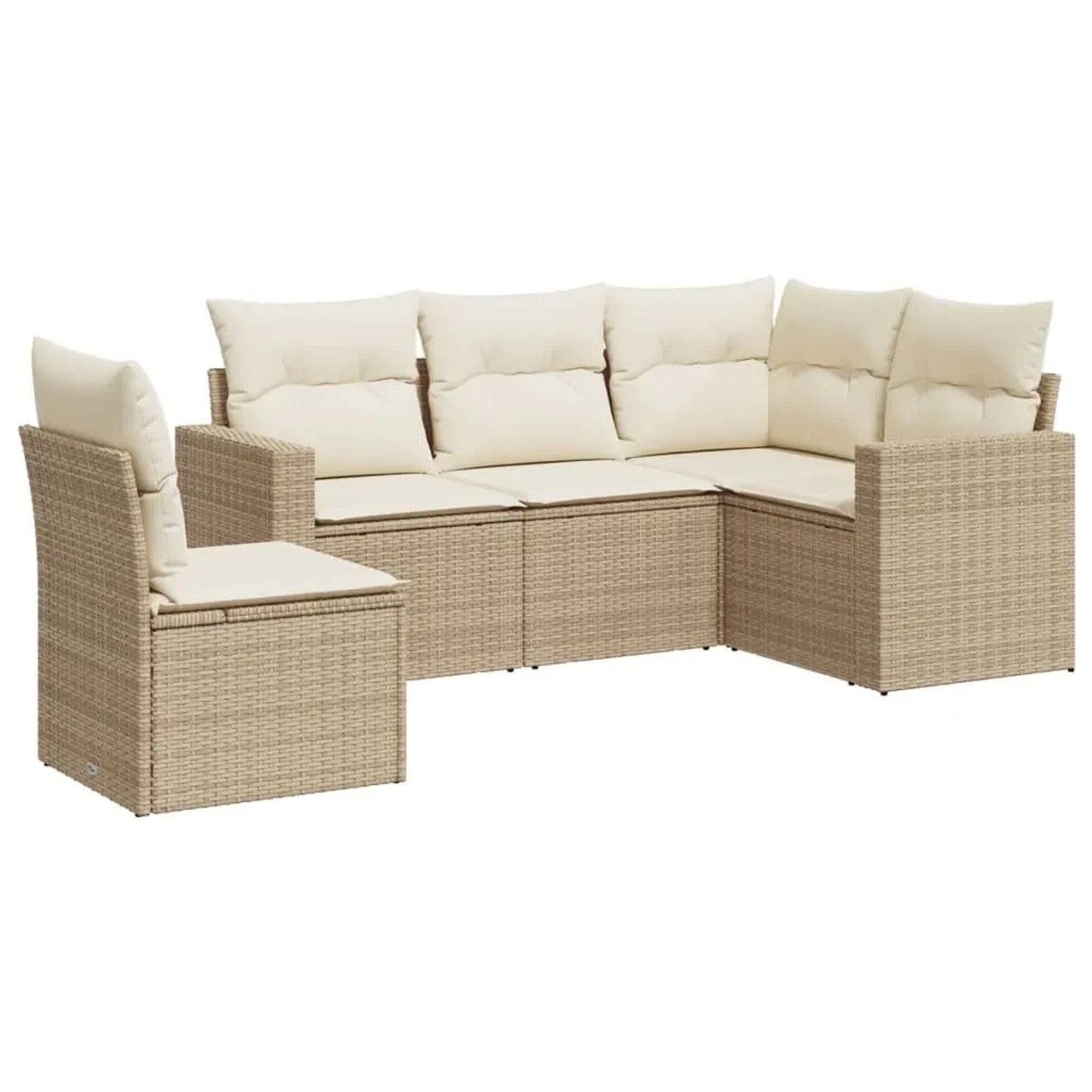vidaXL 5-Tlg Garten-Sofagarnitur mit Kissen Beige Poly Rattan 3251305 günstig online kaufen