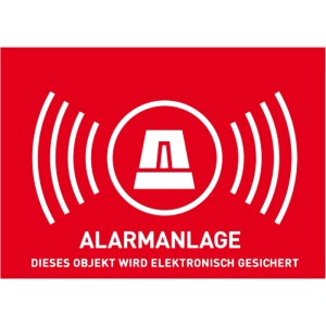 Abus Warnaufkleber für Alarmanlage, rot mit Alarmsymbol.