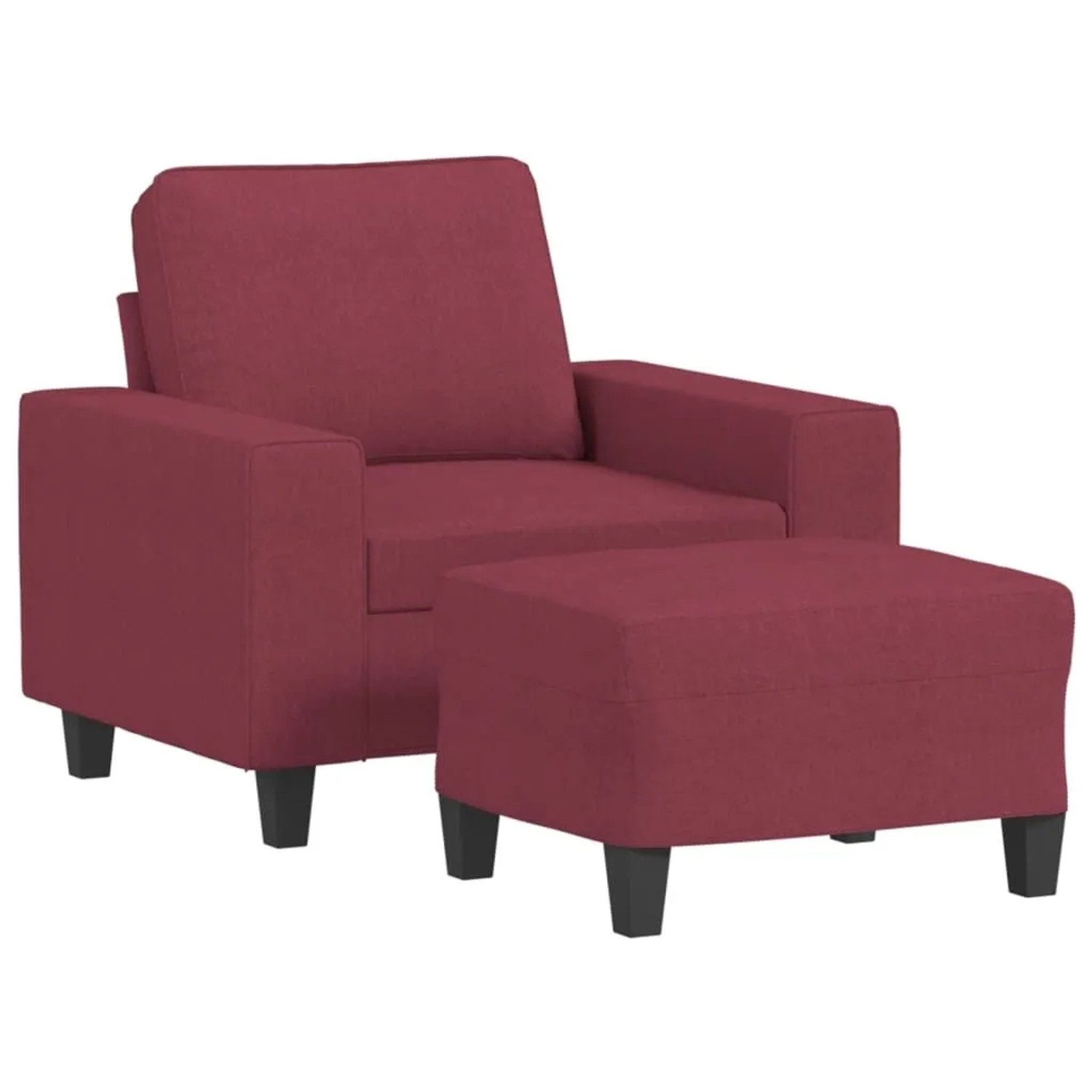 vidaXL Sessel mit Hocker Weinrot 60 cm Stoff 3201149