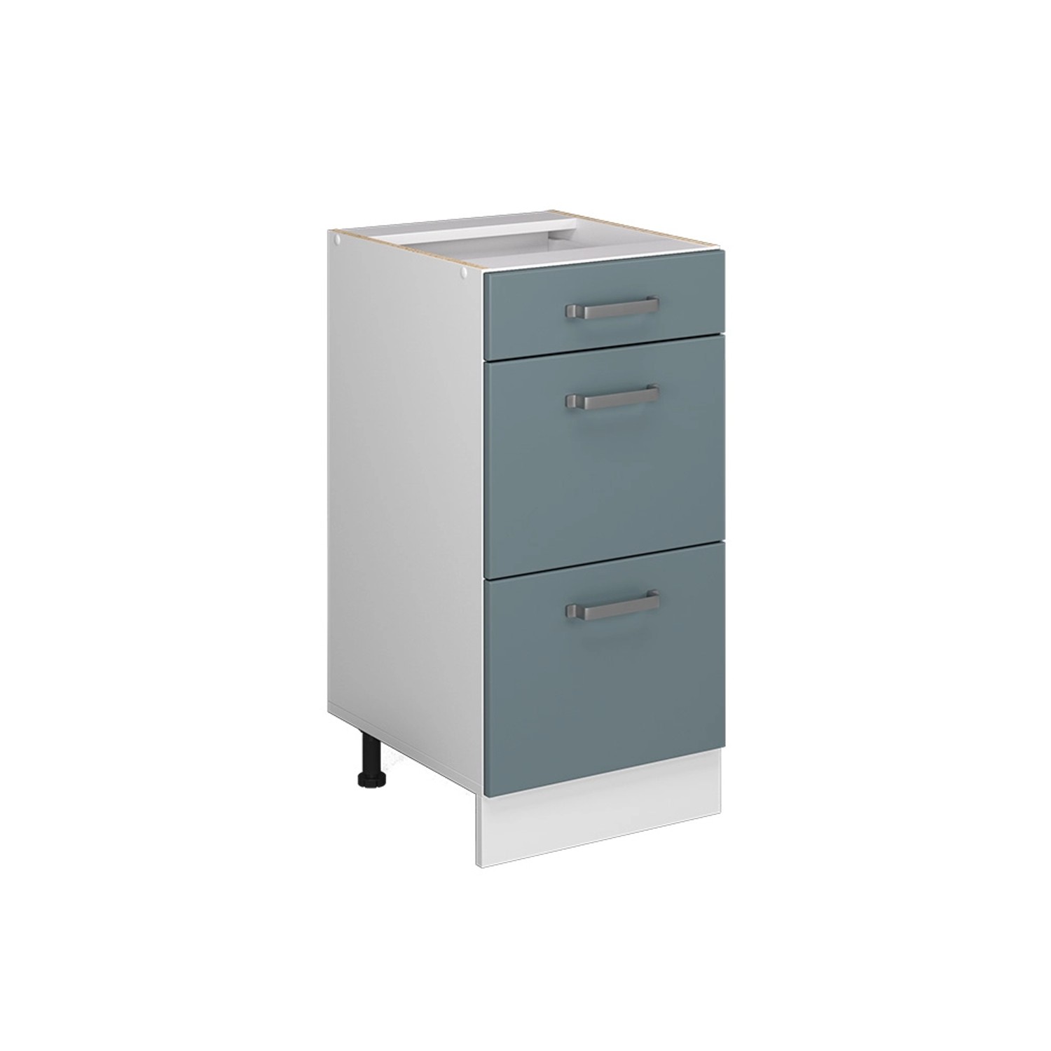 Vicco Küchenunterschrank R-Line Blau-Grau/Weiß 40 cm mit Schubladen ohne Arbeitsplatte