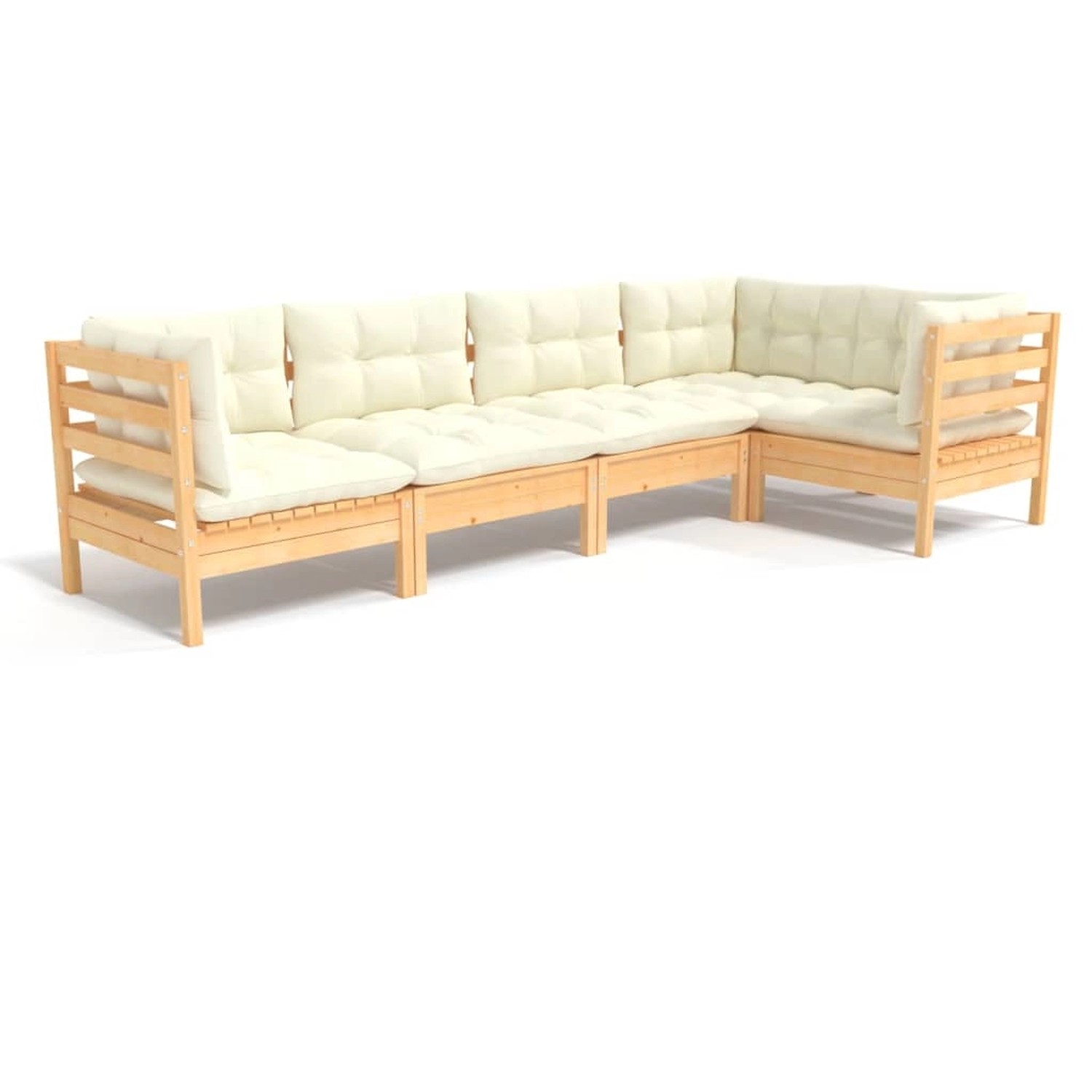 vidaXL 5-tlg Garten-Lounge-Set mit Creme Kissen Kiefernholz Modell 16