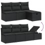 Schwarze 8-tlg. vidaXL Garten-Sofagarnitur aus Poly Rattan mit Kissen.