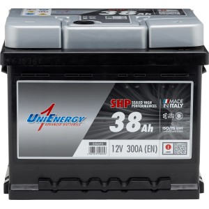 UniEnergy Autobatterie 38 Ah für PKW: Wartungsfreie Starterbatterie für zuverlässige Leistung.